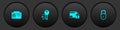 Set Identification badge, Cryptocurrency key, Folder and lock and Lock check mark icon. Vector