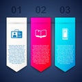Set Identification badge, Open book and Locker or changing room. Business infographic template. Vector
