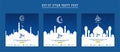 Set of Iftar Party invitation, Iftar mean is breakfasting. social media template with islamic background design