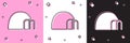 Set Igloo ice house icon isolated on pink and white, black background. Snow home, Eskimo dome-shaped hut winter shelter