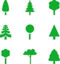 Set of illustrated trees