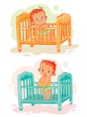 Set of illustration babies are in their beds