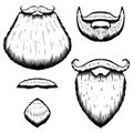 Set of Illustration of beard in engraving style on white background. Design elements for poster, t-shirt.