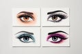 set of illustration with beautiful female eyes with different make-up