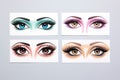 set of illustration with beautiful female eyes with different make-up