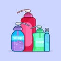 Set of illustration bottle soap and hand sanitizer
