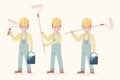 Set of illustration character , smile mechanic repairman work