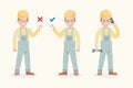 Set of illustration character , smile mechanic repairman work