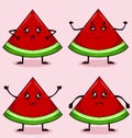 set illustration cute watermelon character Royalty Free Stock Photo