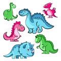 Set  illustration of Dinosaurs cartoon Royalty Free Stock Photo