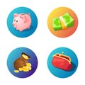 A set of icons illustrations dedicated to finance, money and saving money