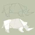 Set illustration paper origami of rhinoceros.