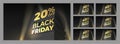 Set Illustration for sale BLACK FRIDAY with volumetric letters, building and spotlight. Discounts twenty, thirty, forty, fifty,