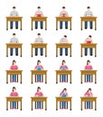 A set illustration of students sitting and reading a book.