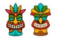 Set of illustration of tiki idol. Design element for poster, card, banner, emblem, sign.