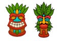 Set of illustration of tiki idol. Design element for poster, card, banner, emblem, sign