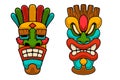 Set of illustration of tiki idol. Design element for poster, card, banner, emblem, sign.