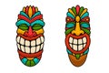 Set of illustration of tiki idol. Design element for poster, card, banner, emblem, sign. Vector illustration