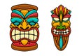 Set of illustration of tiki idol. Design element for poster, card, banner, emblem, sign.