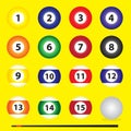 Set illustration vector of pool balls Royalty Free Stock Photo