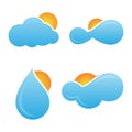 Set illustration weather icon symbol with cloud and sun