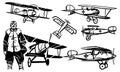 Set of illustrations Albatros D.III. Royalty Free Stock Photo