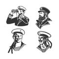 Set of illustrations of captains and sailors