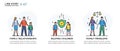 Set of illustrations concept with people family and social issues. linear illustration Icons infographics. Landing page Royalty Free Stock Photo