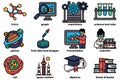 set of illustrations in the concept of school subjects in a line style Royalty Free Stock Photo