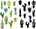 Set of illustrations of cute cactus