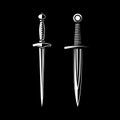 Set of Illustrations of daggers in engraving style. Design element for logo, label, emblem, sign. Royalty Free Stock Photo