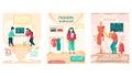 Set of illustrations about designers making clothing to order. Fashion workshop concept poster