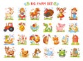 Set of illustrations farm animals.