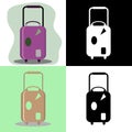 Set of illustrations - four multi-colored suitcases. Vector.