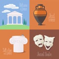 Set of illustrations with Greek touristic atractions