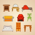 Set of illustrations of home furnishings