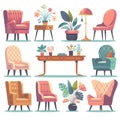 set of illustrations of home furniture