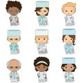 Set Illustrations medical personnel, doctor, nurse, health, medicine Royalty Free Stock Photo