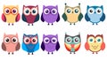 Set of illustrations with owls.