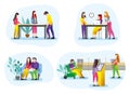 Set of illustrations of people in the office. Illustrations of people at work. Teamwork in the office.