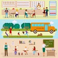 Set illustrations of school