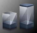 Set of illustrations of small and large cubes isolated on a gray background. Royalty Free Stock Photo