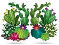 Stained glass illustration with compositions of cacti, plants isolated on a white background Royalty Free Stock Photo