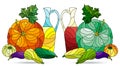 Stained glass illustration with vegetable still lifes isolated on a white background Royalty Free Stock Photo