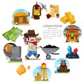 Set of illustrations on the theme of Goldfield. Wild West. Prospector Royalty Free Stock Photo