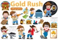 Set of illustrations on the theme of Goldfield. Wild West. Prospector Royalty Free Stock Photo