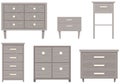 Set of commode illustrations on theme of storage furniture. Chests of drawers vector illustration