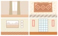 Set of illustrations on the theme of wall elements of the interior. Interior design of an apartment