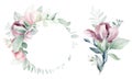 Set of illustrations of watercolor flower bouquet