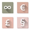 Set image of euro, pound, paragraph and infinity sign vector icon Royalty Free Stock Photo